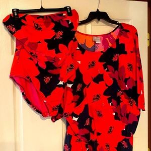 Ladies Bandeau bathing suit and matching cover up